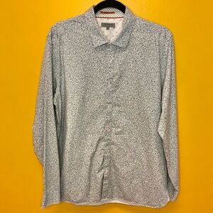 Ted Baker Floral Print Collared Cotton Shirt Size 6